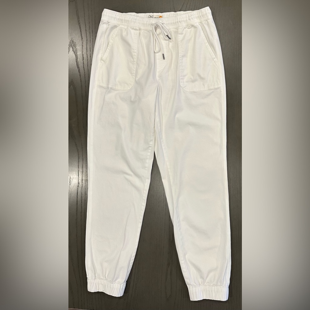C&C California Women’s White Jogger Pants Tie Waist EUC